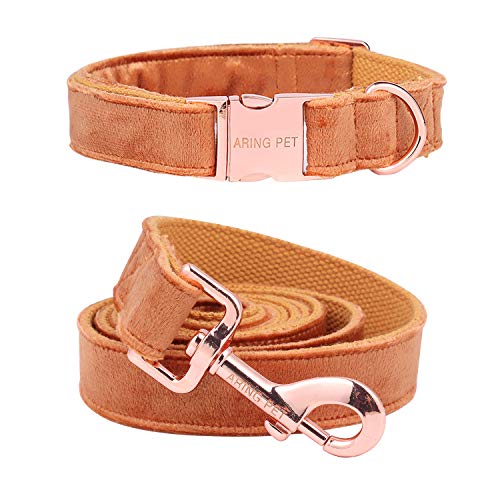 ARING PET Hundehalsband und Leine Set, Velvet Hundehalsband, Hundehalsband und Leine, verstellbares Hundehalsband für kleine mittelgroße Hunde. von ARING PET