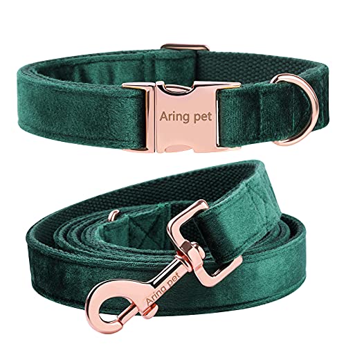 ARING PET Hundehalsband und Leinenset, Samthundehalsband und Leine, weiche, Bequeme und verstellbare Hundehalsbänder für kleine mittelgroße Hunde. von ARING PET