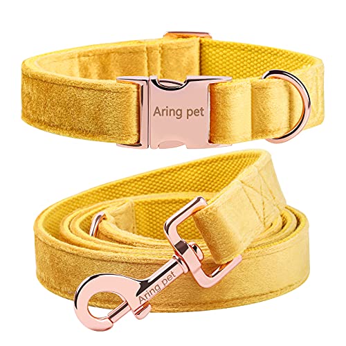 ARING PET Hundehalsband und Leinenset, Samthundehalsband und Leine, weiche, Bequeme und verstellbare Hundehalsbänder für kleine mittelgroße Hunde. von ARING PET