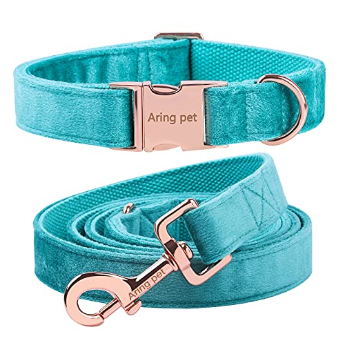 ARING PET Hundehalsband und Leinenset, Samthundehalsband und Leine, weiche, Bequeme und verstellbare Hundehalsbänder für kleine mittelgroße Hunde. von ARING PET