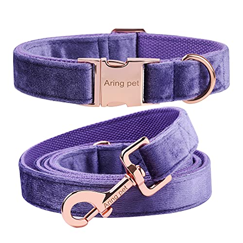 ARING PET Hundehalsband und Leinenset, Samthundehalsband und Leine, weiche, Bequeme und verstellbare Hundehalsbänder für kleine mittelgroße Hunde. von ARING PET