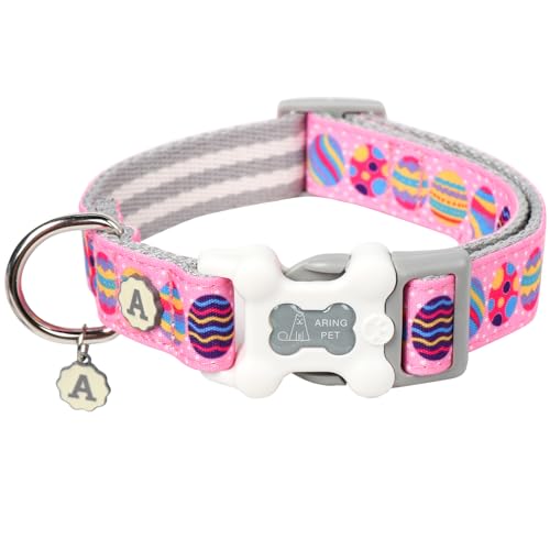 ARING PET Oster-Hundehalsband, niedliches Ostereier-Hundehalsband, verstellbar, Baumwolle, Rosa, Oster-Haustierhalsband, Welpenhalsbänder mit Schnellverschluss-Schnalle von ARING PET