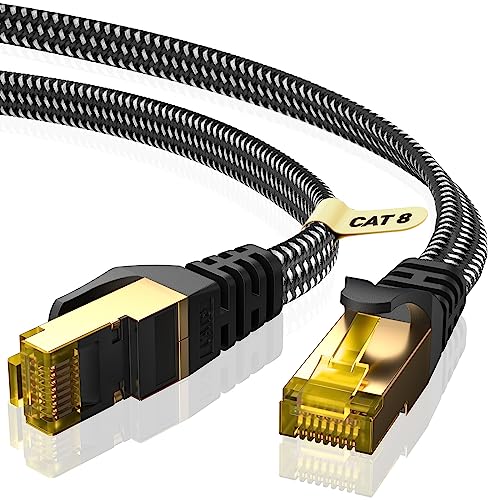 ARISKEEN Cat 8 Lan Kabel 4M, Hochgeschwindigkeit (40Gbps 2000Mhz/s) Gigabit Netzwerkkabel Ethernet Kabel,Rj45 S/FTP Geschirmtes Internet Patch Kabel für Router Modem Laptop von ARISKEEN