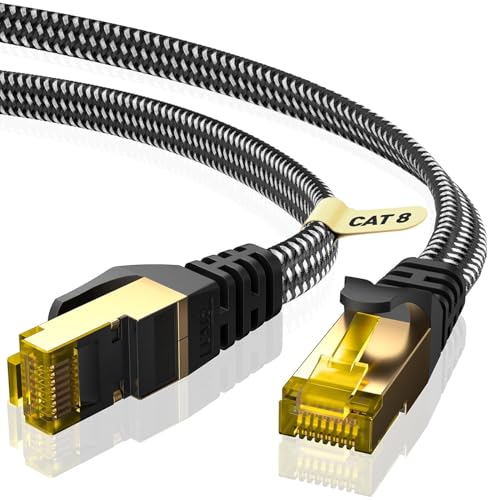 ARISKEEN Cat 8 Lan Kabel 4M, Hochgeschwindigkeit (40Gbps 2000Mhz/s) Gigabit Ethernet Netzwerkkabel,Rj45 S/FTP Geschirmtes Internet Patch Kabel für Router Modem Laptop von ARISKEEN