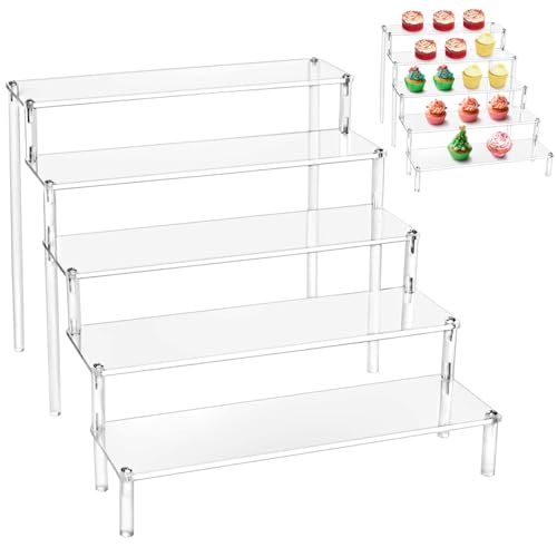 ARJDXDP 5-Stufig Acryl Display Ständer, 39.5 x 32 x 24.5cm Treppe Display Regal, Tischplatte klar Acryl Organizer für Nagellack Gewürz Kosmetik Kunsthandwerk Schmuckständer Cupcake Buffets Dessert von ARJDXDP