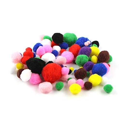 arkCRAFT Pom Poms Multicolored 7 mm, 10 mm, 20 mm, 25 mm Baumwolle Sortiert (100) Ideal für Halloween und Crafts von arkCRAFT