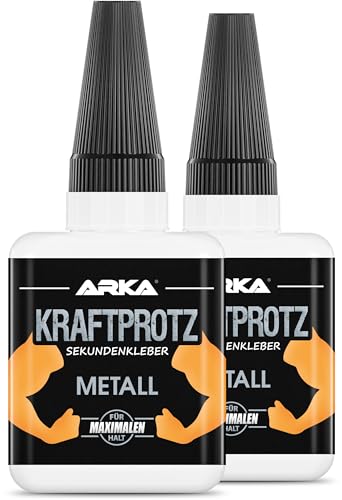 2x 50 g METALL Sekundenkleber extra stark | Inkl. Anti-Austrocknung-Spitze | KRAFTPROTZ | Dickflüssiger Superkleber | Wasserfest | Metallkleber 2x 50 g METALL Sekundenkleber extra stark | Inkl. Anti-Austrocknung-Spitze | KRAFTPROTZ | Dickflüssiger Superkleber | Wasserfest | Metallkleber von ARKA