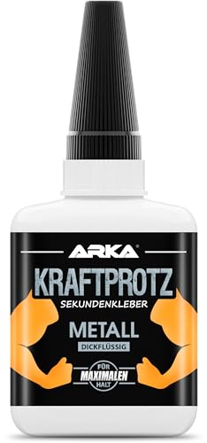 Sekundenkleber Gel für Metall extra stark – XXL 50 g Metallkleber transparent, wasserfest & hitzebeständig – Anti-Austrocknungs-Spitze – KRAFTPROTZ Kleber für Aluminium, Stahl, Kupfer, Eisen Sekundenkleber Gel für Metall extra stark – XXL 50 g Metallkleber transparent, wasserfest & hitzebeständig – Anti-Austrocknungs-Spitze – KRAFTPROTZ Kleber für Aluminium, Stahl, Kupfer, Eisen von ARKA