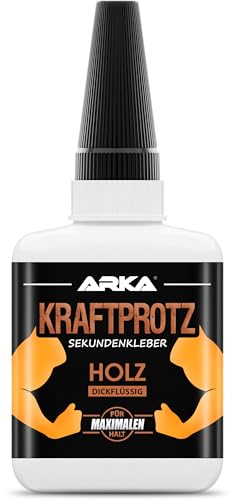 Sekundenkleber Gel für Holz & Bastelbedarf extra stark – 50 g Superkleber – transparent, wasserfest & schnelltrocknend – hitzebeständig – Holzkleber für Möbel, Laminat, Parkett, Kork – KRAFTPROTZ Sekundenkleber Gel für Holz & Bastelbedarf extra stark – 50 g Superkleber – transparent, wasserfest & schnelltrocknend – hitzebeständig – Holzkleber für Möbel, Laminat, Parkett, Kork – KRAFTPROTZ von ARKA