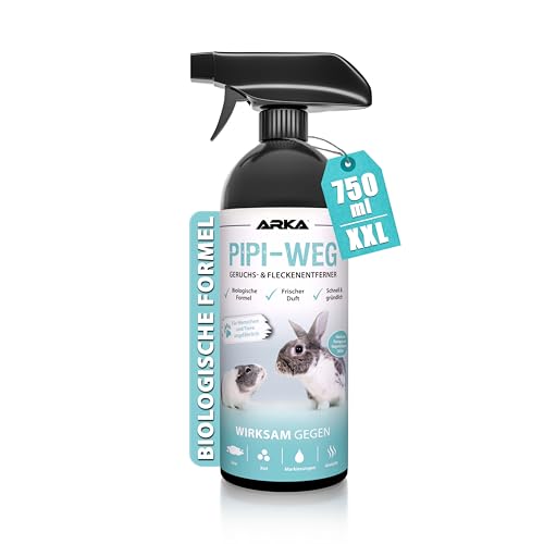 Nagerkäfig Reiniger Spray 750 ml – Biologischer Geruchs- & Fleckenentferner gegen Urin, KOT & Tiergerüche – Enzymreiniger für Kleintierkäfig & Gehege – PIPI-Weg von ARKA von ARKA