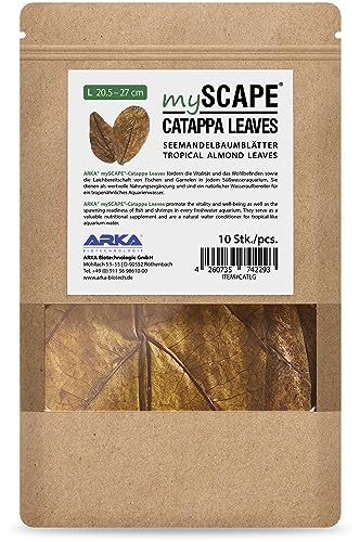 ARKA mySCAPE-CATAPPA Leaves - 20-27cm / 10 Stück - Natürlicher Wasseraufbereiter aus Seemandelbaumblättern für Süßwasseraquarien, verbessert Gesundheit von Fischen & Garnelen von ARKA