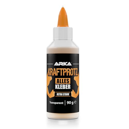 Alleskleber 100 ml – extra stark & schnell trocknend – transparent & flexibel – KRAFTPROTZ Superkleber für Holz, Kunststoff, Metall, Textil, Papier, Glas – wasserfest – Haushalt, Hobby, Werkstatt von ARKA