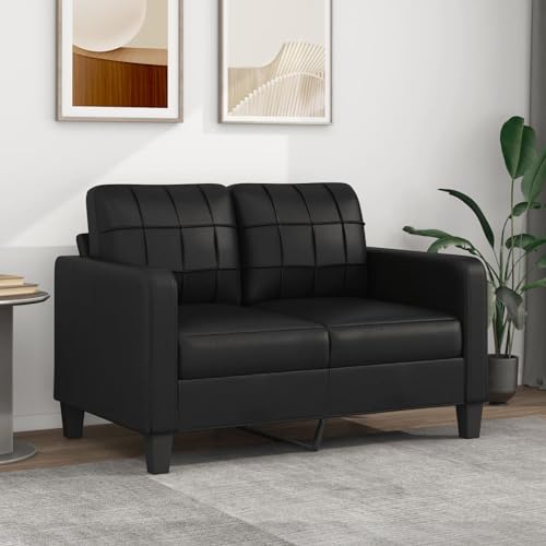 ARKEM 2-Sitzer-Sofa Schwarz 120 cm Kunstleder Bodensofa Mit Schlaffunktion Kleine Couch von ARKEM