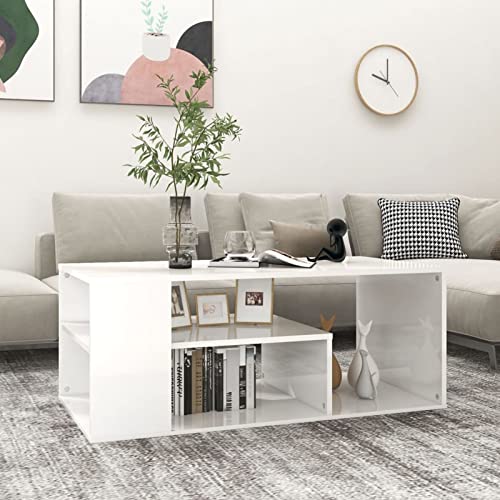 ARKEM Couchtisch Hochglanz-Weiß 100x50x40 cm Holzwerkstoff Couch Tisch Wohnzimmer Tisch FüR Couch Wohnzimmer Couchtisch von ARKEM