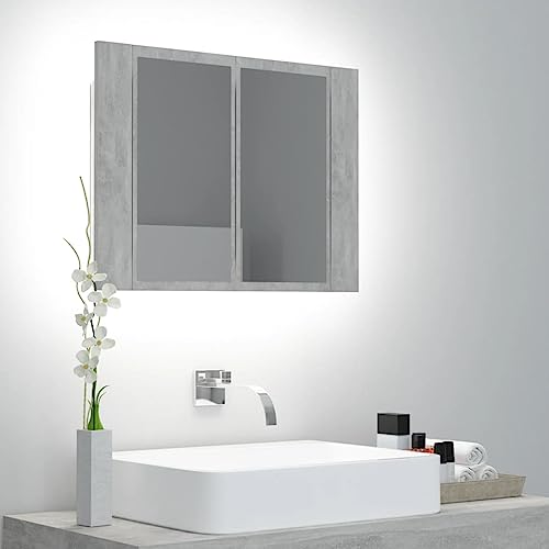 ARKEM LED-Bad-Spiegelschrank Badezimmerschrank SpiegelschräNke FüRs Bad Badezimmer Spiegel Mit Beleuchtung Betongrau 60x12x45 cm Acryl von ARKEM