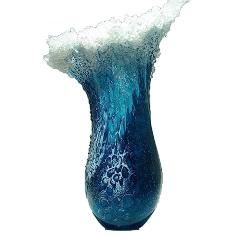 ARKEM Meer Wellenförmige Vase Harz Meer Wellenförmige Ozean Blau Vase Dekoration Ornament Wohnkultur Design Handwerk Kreative Sammlerstücke Dekoration Moderne Stil Dekorative- Medium von ARKEM