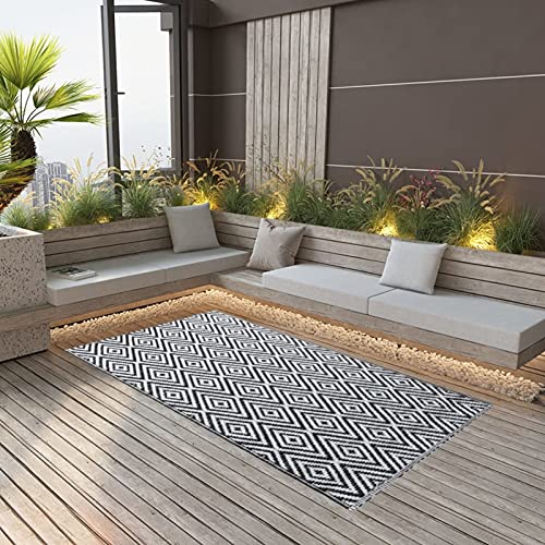 ARKEM Outdoor-Teppich Weiß und Schwarz 160x230 cm PP Teppich Esszimmer Teppich Wohnzimmer von ARKEM