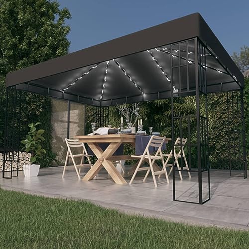 ARKEM Pavillon mit LED-Lichterkette 3x4 m Anthrazit Pop Up Pavillon Wasserdicht Stabil Winterfest von ARKEM