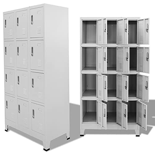 ARKEM Schließfachschrank mit 12 Fächern 90x45x180 cm SchließFachschrank Spind Organizer Garagenschrank Spind Schrank von ARKEM