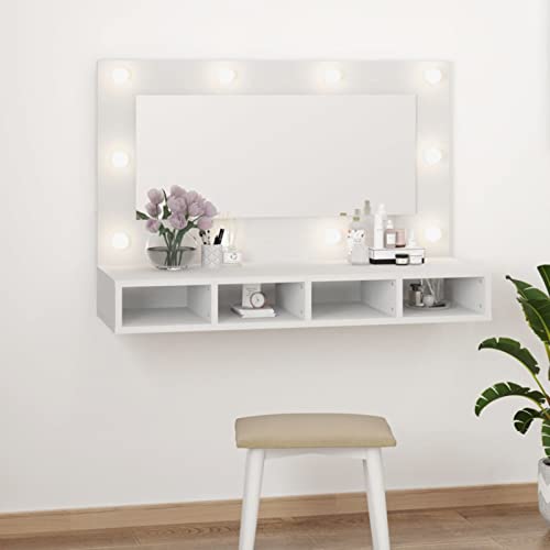 ARKEM Spiegelschrank mit LED Weiß 90x31,5x62 cm Spiegelschrank Bad Mit Beleuchtung SpiegelschräNke FüRs Bad Badezimmerspiegel Schrank von ARKEM