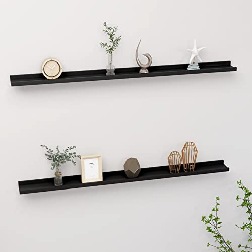 ARKEM Wandregale 2 STK. Schwarz 115x9x3 cm Wand Regale Wandregale Regale FüR WäNde Wandboard Regale Wohnzimmer von ARKEM