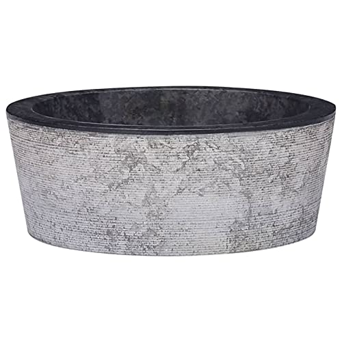 ARKEM Waschbecken Schwarz Ø40x15 cm Marmor Aufsatzwaschbecken Hängewaschbecken Keramik Waschbecken Handwaschbecken von ARKEM