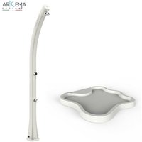 Arkema Design - Happy 120 Arkema 23 Lt Solardusche mit Fußwascharmatur Mit weißer Duschwanne Weiß von ARKEMA DESIGN