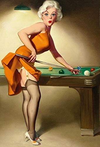 Billiards Pinup Girl-Schild, gewölbtes Schild, Metallblech, 20,3 x 30,5 cm von ARKING