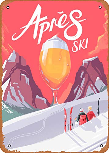 Ski-Poster Apres Ski-Wandkunst, 30,5 x 20,3 cm, Metallblech, Retro, Vintage-Schild von ARKING