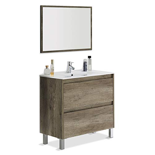 ARKITMOBEL Artikmobel 305040H Dakota Badezimmerschrank mit Zwei Schubladen und Spiegel, 80 x 80 x 45 cm, Nordik ARKITMOBEL Artikmobel 305040H Dakota Badezimmerschrank mit Zwei Schubladen und Spiegel, 80 x 80 x 45 cm, Nordik von ARKITMOBEL