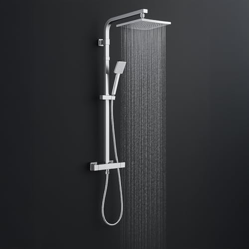 Arko bathroom Thermostat-Duschsystem | Thermostat-Duscharmatur-Set mit Überkopf-Regendusche und Handbrause (Chrom) von ARKO BATHROOM