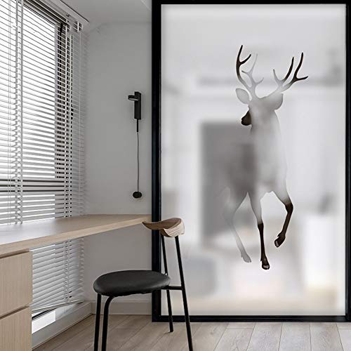 ARKZD Weiß Fensterfolie Sichtschuzfolie Dekorfolie Privatsphäre Milchglasfolie Statisch Haftend Hirsch Fensteraufkleber (100x200cm) von ARKZD