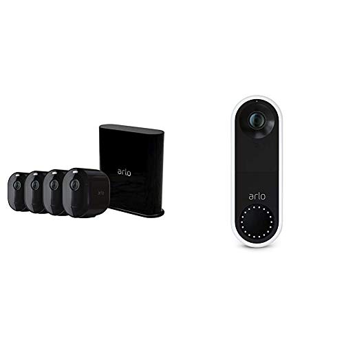 Arlo Pro3 Smart Home Überwachungskamera 4er Set und kabelgebundene Video Doorbell Bundle - schwarz von ARLDE