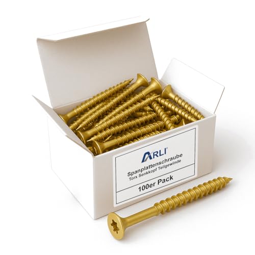 ARLI 100x Spanplattenschrauben 4 x 45 mm | Torx TX20 | Senkkopf | Teilgewinde | gelb verzinkt | Universalschrauben für Holz, Möbel, Spanplatten & Bauprojekte ARLI 100x Spanplattenschrauben 4 x 45 mm | Torx TX20 | Senkkopf | Teilgewinde | gelb verzinkt | Universalschrauben für Holz, Möbel, Spanplatten & Bauprojekte von ARLI