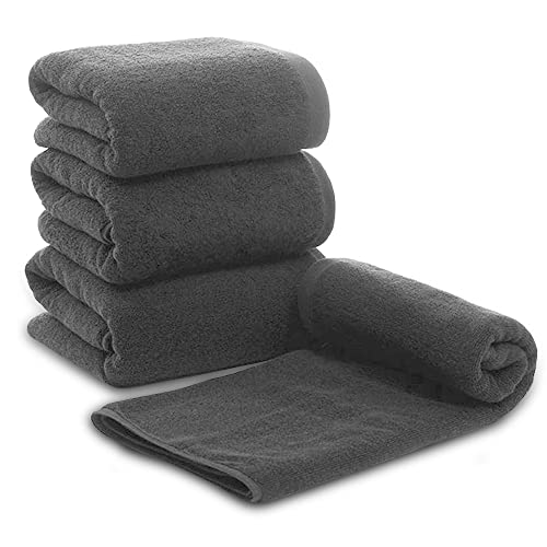 ARLI 4X Duschtuch 60 x 120 cm anthrazit 4er Set Pack Duschtücher 100% Baumwolle 4 Handtücher hochwertige Frottier Frottee klassisch Design Badetuch mit Handtuchaufhänger Aufhänger grau von ARLI