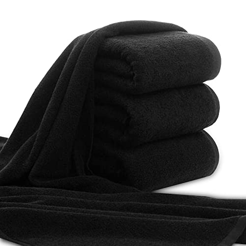 ARLI 8X Duschtuch 60 x 120 cm schwarz 8er Set Pack Duschtücher 100% Baumwolle 8 Handtücher hochwertige Frottier Frottee klassisch Design Badetuch mit Handtuchaufhänger Aufhänger von ARLI