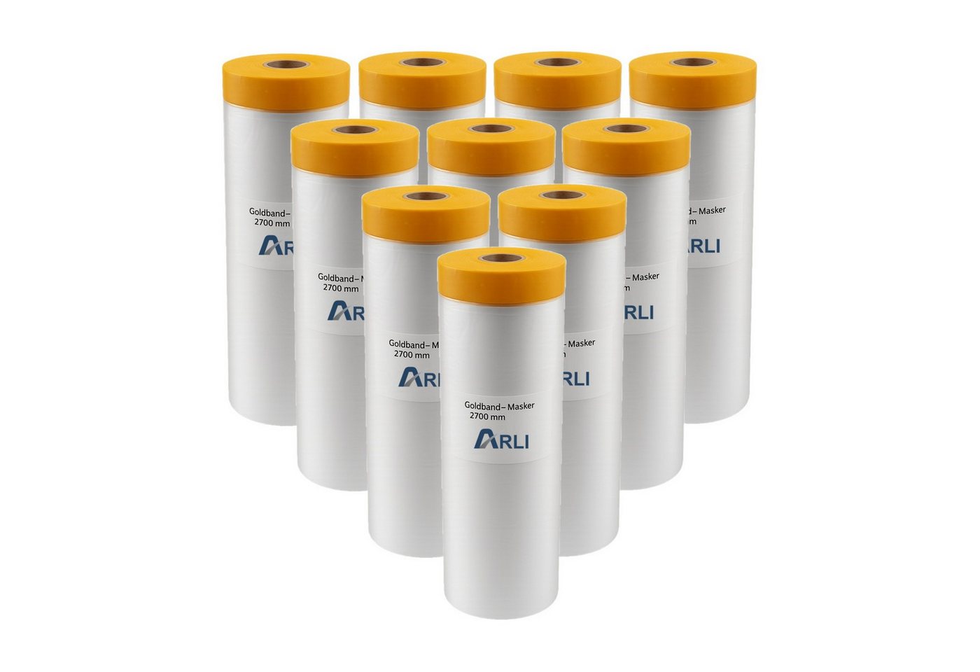 ARLI Abdeckfolie 10x Goldband Masker 2700 mm x 16 m, (10er, 10-St., Set), Abdeckfolie Malerfolie Baufolie Tape von ARLI