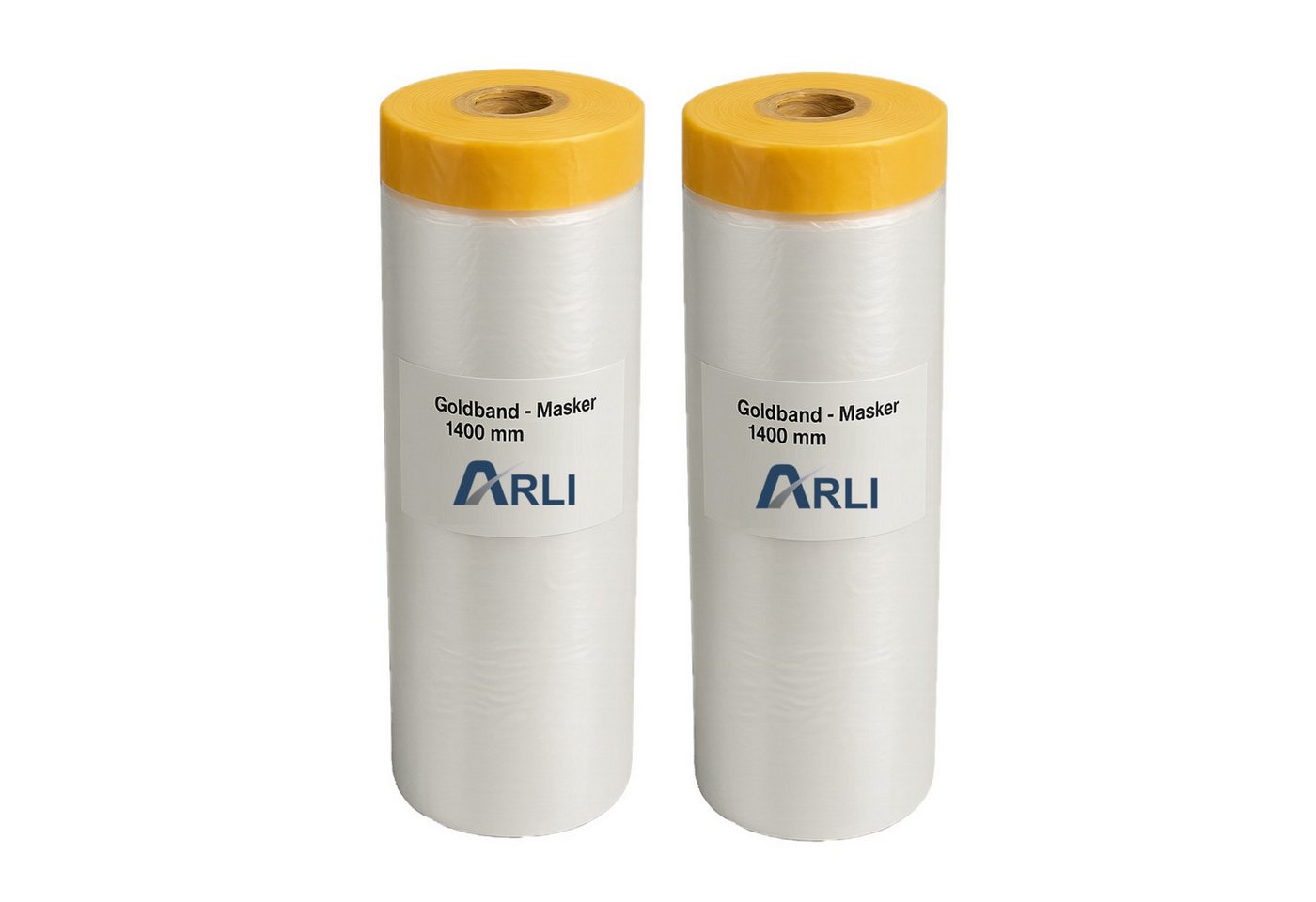 ARLI Abdeckfolie 2x Goldband Masker 1400 mm x 25 m, (2er, 2-St., Set), Abdeckfolie Malerfolie Baufolie Tape von ARLI