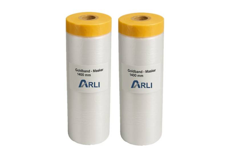 ARLI Abdeckfolie 2x Goldband Masker 1400 mm x 25 m, (2er, 2-St., Set), Abdeckfolie Malerfolie Baufolie Tape von ARLI