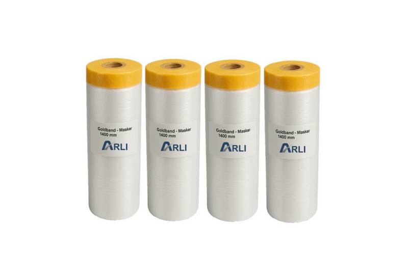 ARLI Abdeckfolie 4x Goldband Masker 1400 mm x 25 m, (4er, 4-St., Set), Abdeckfolie Malerfolie Baufolie Tape von ARLI