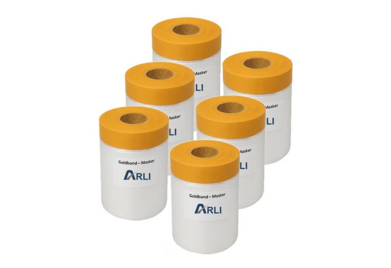 ARLI Abdeckfolie 6x Goldband Masker 550 mm x 25 m, (6er, 6-St., Set), Abdeckfolie Malerfolie Baufolie Tape von ARLI