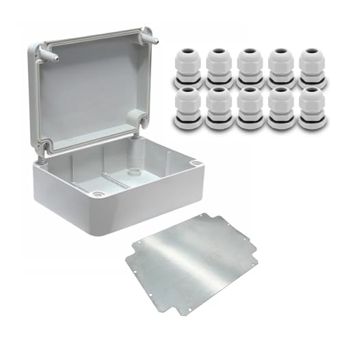 ARLI Abzweigdose IP67 310x230x130 mm + 10x Kabelverschraubung M16 + Montageplatte Grau Aufputzdose Feuchtraumdose halogenfrei ohne Vorprägung ARLI Abzweigdose IP67 310x230x130 mm + 10x Kabelverschraubung M16 + Montageplatte Grau Aufputzdose Feuchtraumdose halogenfrei ohne Vorprägung von ARLI