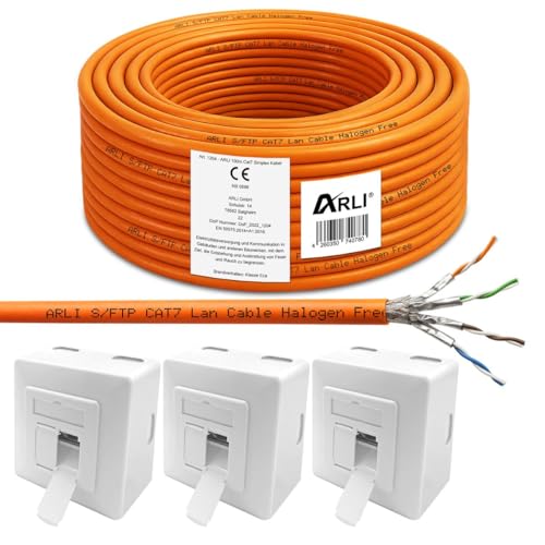 ARLI CAT 7 100m Verlegekabel Netzwerkkabel CAT.7 + 3x Cat6a Netzwerkdose LAN Halogenfrei Installationskabel S/FTP CAT7 PIMF Kabel Netzwerk Verkabelung Datenkabel AWG23/1 100 m Netzwerk Cat 6a Dose ARLI CAT 7 100m Verlegekabel Netzwerkkabel CAT.7 + 3x Cat6a Netzwerkdose LAN Halogenfrei Installationskabel S/FTP CAT7 PIMF Kabel Netzwerk Verkabelung Datenkabel AWG23/1 100 m Netzwerk Cat 6a Dose von ARLI
