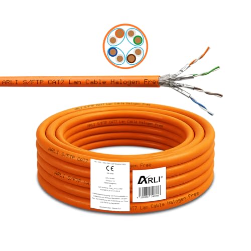 ARLI CAT 7 Verlegekabel 25m Netzwerkkabel CAT.7 LAN Halogenfrei Installationskabel SFTP S/FTP CAT7 PIMF Kabel Netzwerk Verkabelung Datenkabel AWG23/1 geschirmt Gigabit Kupfer Ethernet Klasse F 25 m von ARLI