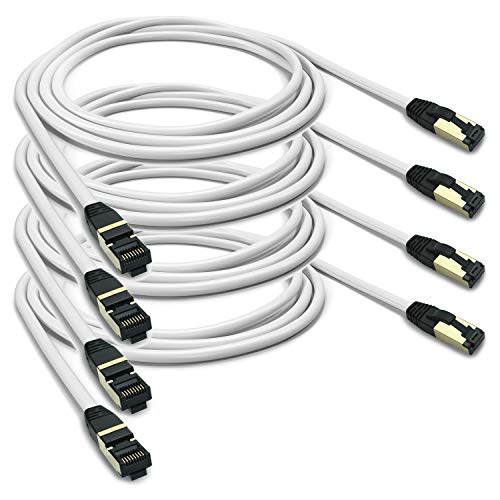 ARLI Cat 8 Netzwerkkabel: Cat8.1 Patchkabel 1m RJ45 S/FTP halogenfrei weiß 1 m Netzwerk Patch LAN Kabel Datenkabel bis zu 2000MHz / 40 Gbit / 40000 Mbit (4 Stück) von ARLI