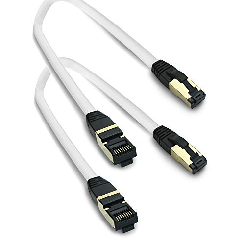 ARLI Cat 8 Netzwerkkabel: Cat8.1 Patchkabel 0,5m RJ45 S/FTP halogenfrei weiß 50 cm Netzwerk Patch LAN Kabel Datenkabel bis zu 2000MHz / 40 Gbit / 40000 Mbit (2 Stück) von ARLI