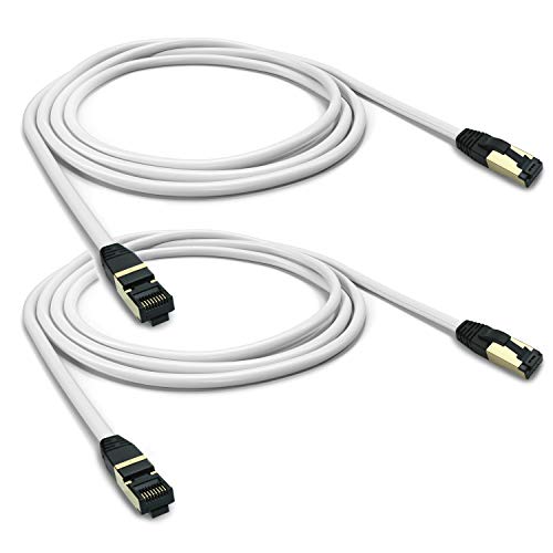 ARLI Cat 8 Netzwerkkabel: Cat8.1 Patchkabel 2m RJ45 S/FTP halogenfrei weiß 2 m Netzwerk Patch LAN Kabel Datenkabel bis zu 2000MHz / 40 Gbit / 40000 Mbit (2 Stück) von ARLI