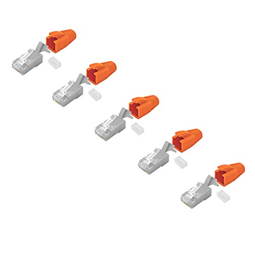 ARLI Cat7 Netzwerkstecker 5x RJ45 Stecker Netzwerk Modular mit Zugentlastung Knickschutz Tülle Einführhilfe für Verlegekabel Cat 5e Cat 6 Cat 6a Cat 7 Cat 7a Cat 8.1 AWG23 8 polig Plug (5 Stück) von ARLI