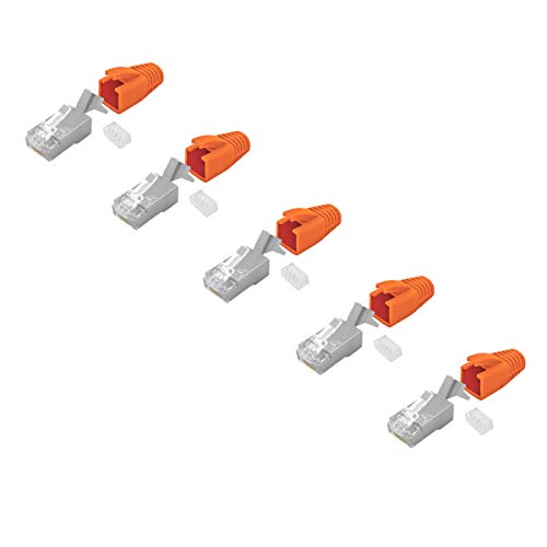 ARLI Cat7 Netzwerkstecker RJ45 Stecker 5x Netzwerk Modular mit Zugentlastung Knickschutz Tülle Einführhilfe für Verlegekabel Cat 7 Cat6a Cat6 AWG23 8 polig Plug von ARLI