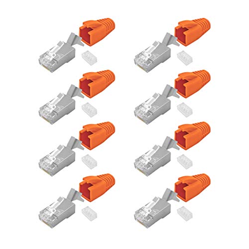 ARLI Cat7 Netzwerkstecker 8x RJ45 Stecker Netzwerk Modular mit Zugentlastung Knickschutz Tülle Einführhilfe für Verlegekabel 5e 6 6a Cat 7 Cat 7a Cat 8.1 AWG23 8 polig Plug (8 Stück) von ARLI